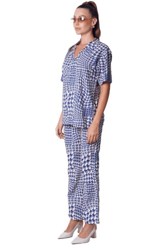 HOWDY PANTS IN GEOMETRICAL BLUE