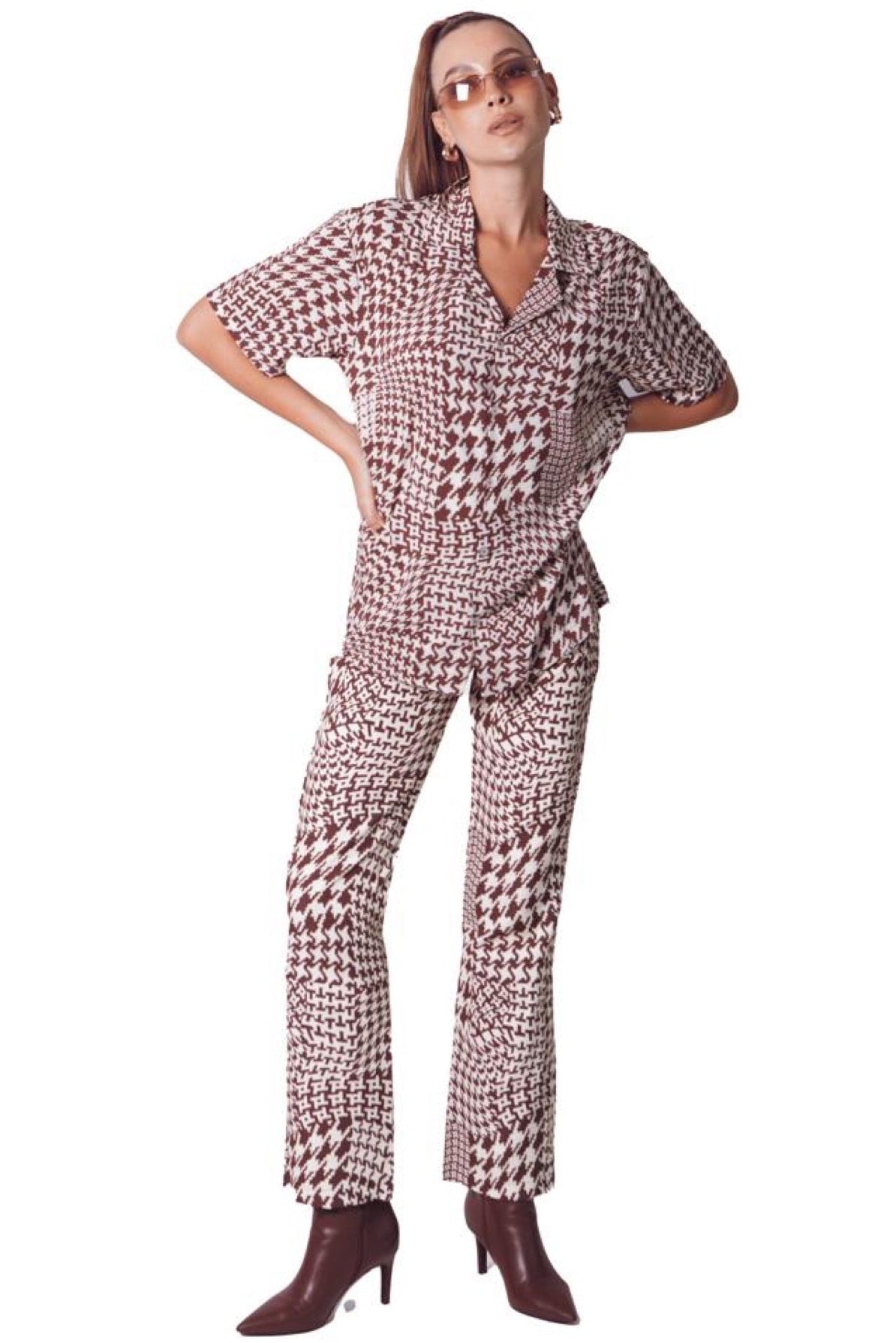 CAMP SHIRT IN GEOMETRICAL BROWN