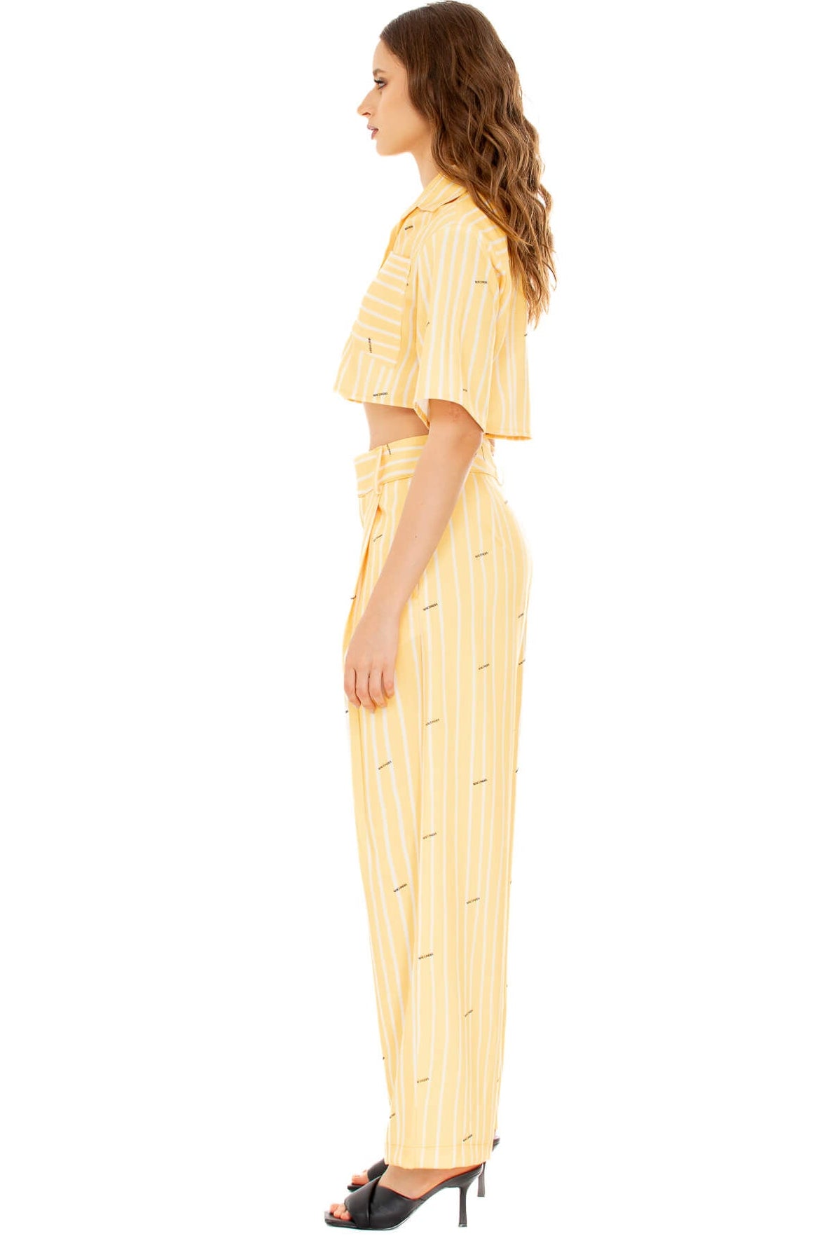 YELLOW STRIPES PLEATED PANTS