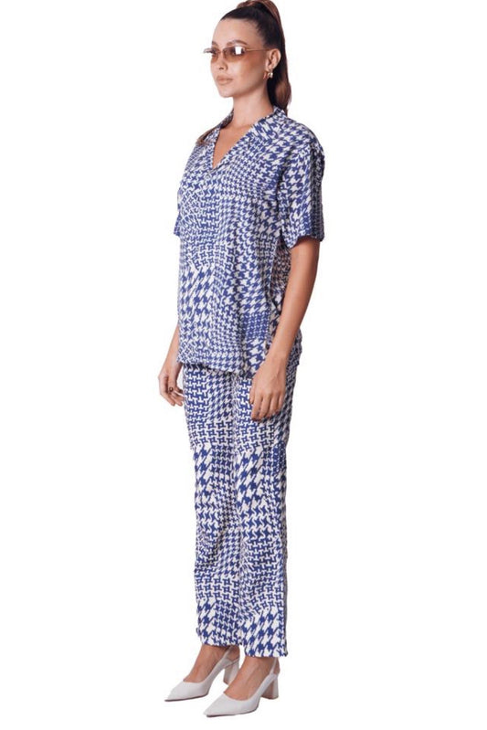 CAMP SHIRT IN GEOMETRICAL BLUE