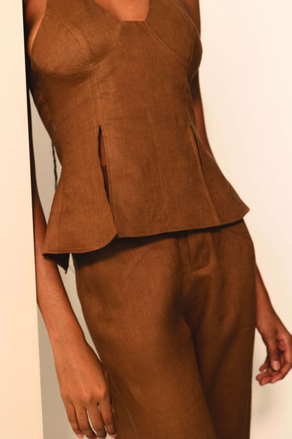 GALA HALTER TOP MARRON