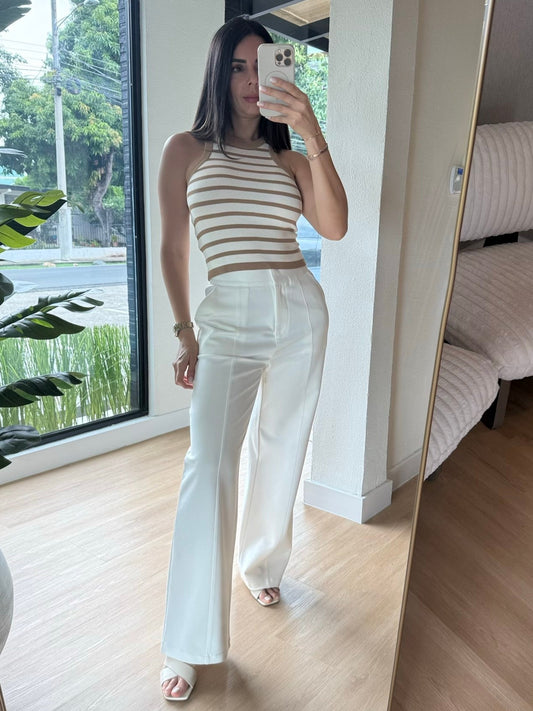 TOP MATILDE RAYAS MARRONES