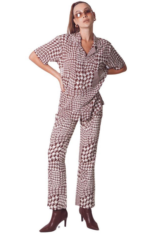 HOWDY PANTS IN GEOMETRICAL BROWN