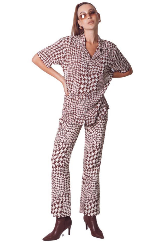 CAMP SHIRT IN GEOMETRICAL BROWN
